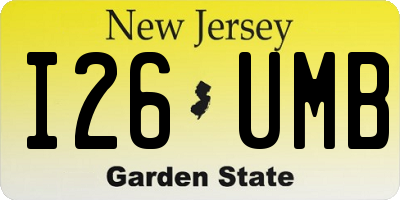 NJ license plate I26UMB
