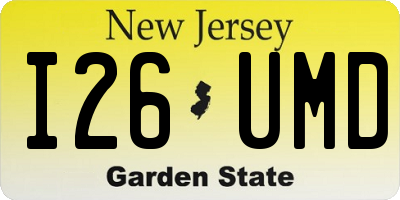 NJ license plate I26UMD