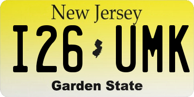 NJ license plate I26UMK