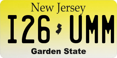 NJ license plate I26UMM