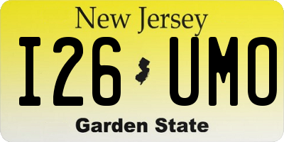NJ license plate I26UMO