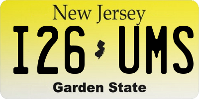 NJ license plate I26UMS