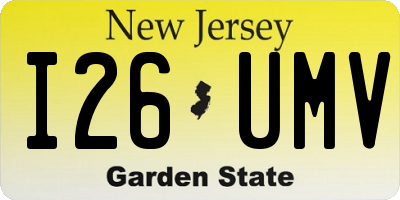 NJ license plate I26UMV