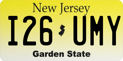 NJ license plate I26UMY