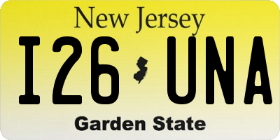 NJ license plate I26UNA