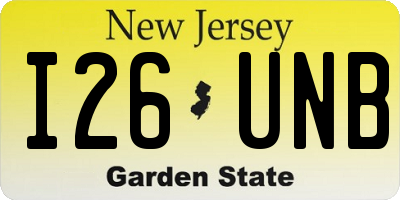 NJ license plate I26UNB