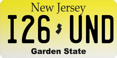 NJ license plate I26UND