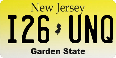 NJ license plate I26UNQ