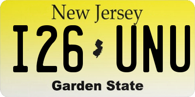 NJ license plate I26UNU