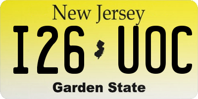 NJ license plate I26UOC