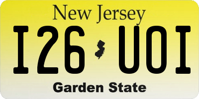 NJ license plate I26UOI