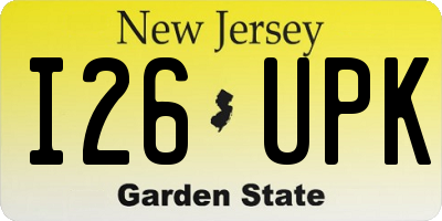 NJ license plate I26UPK