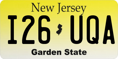 NJ license plate I26UQA