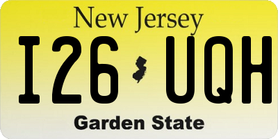 NJ license plate I26UQH