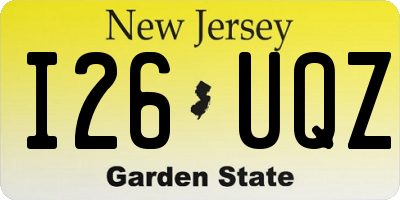 NJ license plate I26UQZ