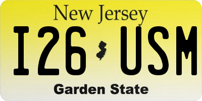 NJ license plate I26USM