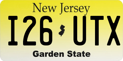 NJ license plate I26UTX
