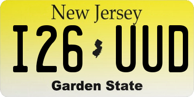 NJ license plate I26UUD