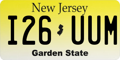 NJ license plate I26UUM