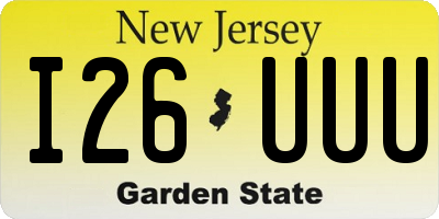NJ license plate I26UUU