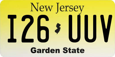 NJ license plate I26UUV