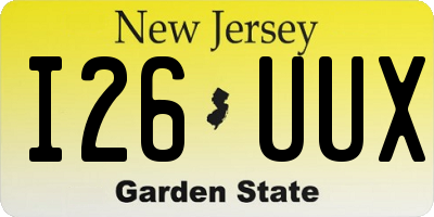 NJ license plate I26UUX
