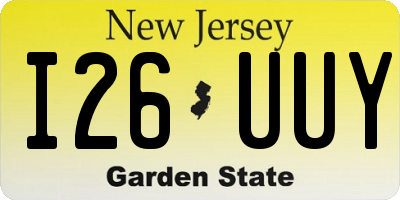 NJ license plate I26UUY