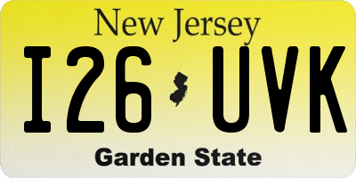 NJ license plate I26UVK