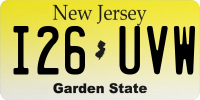 NJ license plate I26UVW