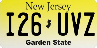 NJ license plate I26UVZ