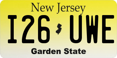 NJ license plate I26UWE
