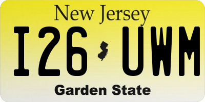 NJ license plate I26UWM