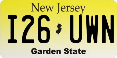NJ license plate I26UWN