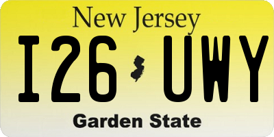 NJ license plate I26UWY
