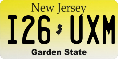 NJ license plate I26UXM