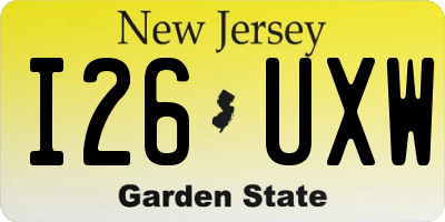 NJ license plate I26UXW