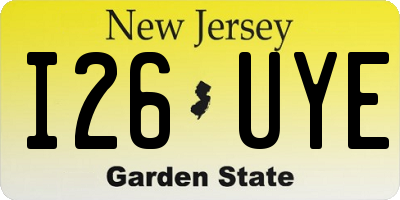 NJ license plate I26UYE