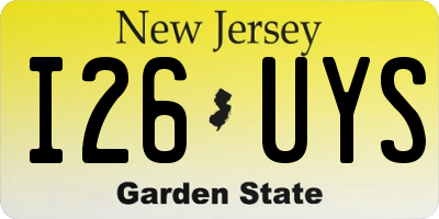 NJ license plate I26UYS
