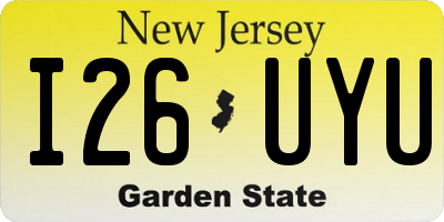 NJ license plate I26UYU