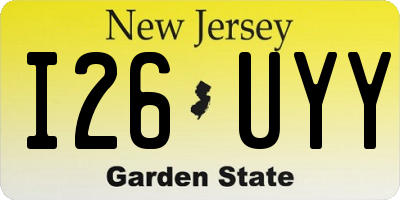 NJ license plate I26UYY