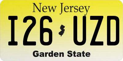 NJ license plate I26UZD