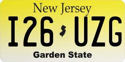 NJ license plate I26UZG