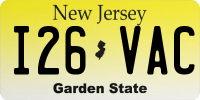 NJ license plate I26VAC