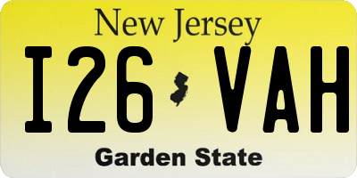 NJ license plate I26VAH