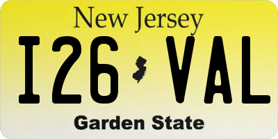 NJ license plate I26VAL