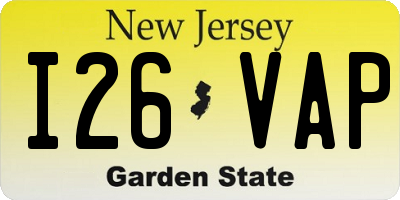NJ license plate I26VAP