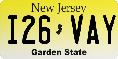 NJ license plate I26VAY