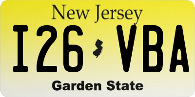 NJ license plate I26VBA