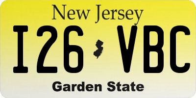 NJ license plate I26VBC