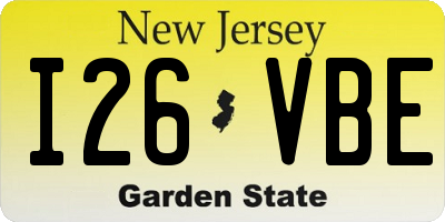 NJ license plate I26VBE